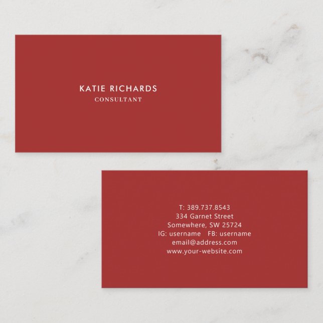 Minimalist Professional Red Business Card (Front/Back)