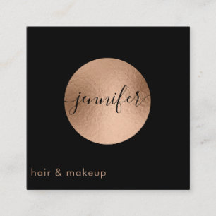 Minimalist professional  rose gold foil circle square business card