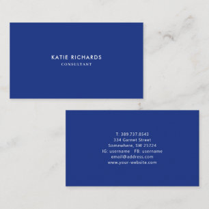 Minimalist Professional Royal Blue Business Card
