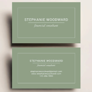 Minimalist Professional Sage Green White Border Business Card