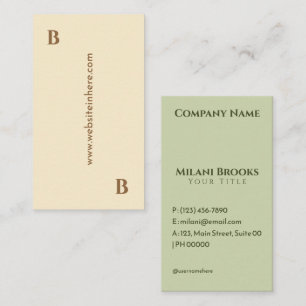 Minimalist Professional Simple Green Beige Elegant Business Card