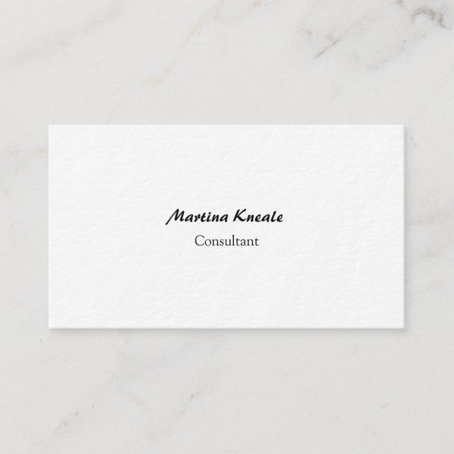 Minimalist Professional Simple Plain Black & White Business Card (Front)