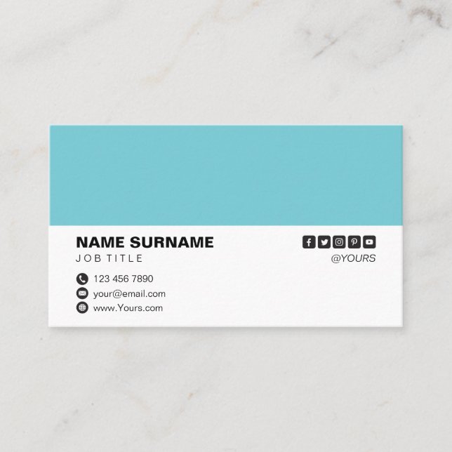 Minimalist Professional Solid Blue Business Card (Front)