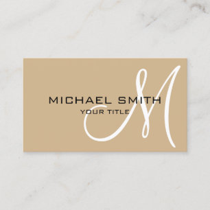 Minimalist Professional Tan Monogram Business Card