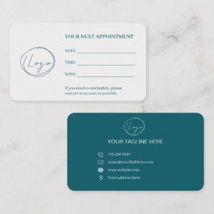 Minimalist Professional Teal and White Appointment Card