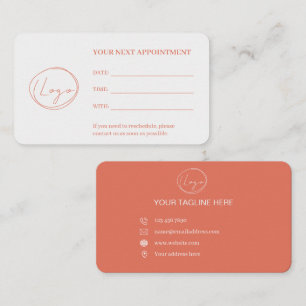 Minimalist Professional Terracotta and White Appointment Card