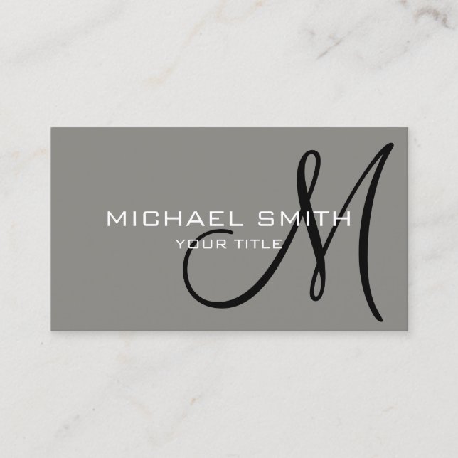 Minimalist Professional Titanium Monogram Business Card (Front)