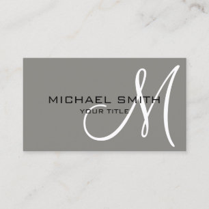 Minimalist Professional Titanium Monogram Business Card