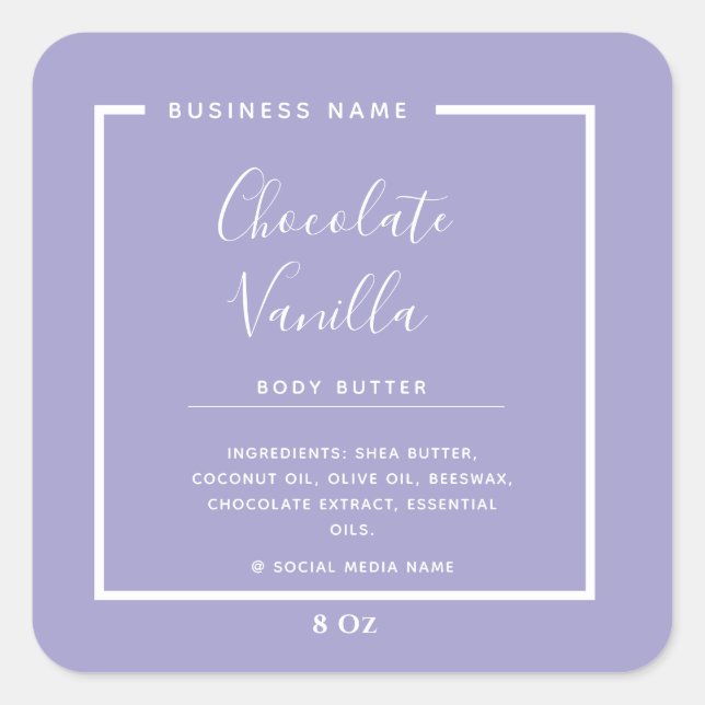 Minimalist professional typography lavender square sticker (Front)