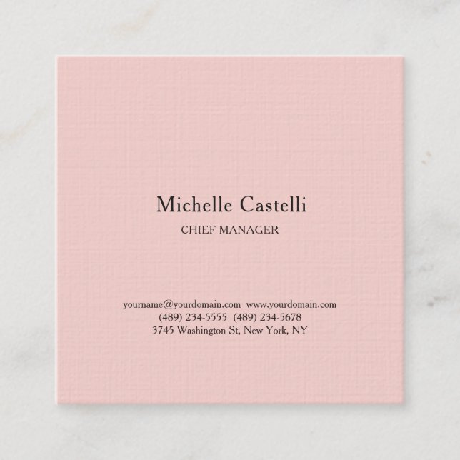 Minimalist Professional Unique Classical Pastel Square Business Card (Front)