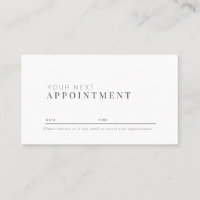 Minimalist Professional White Appointment Card