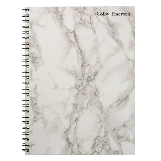 Minimalist Professional White Marble Stone Design Notebook (Front)