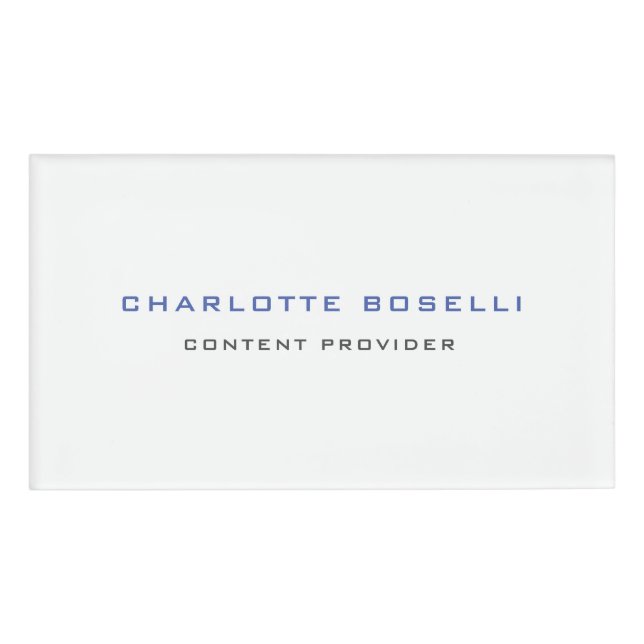 Minimalist Professional Your Name Title Profession Tag (Front)