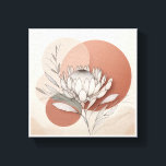 Minimalist Protea Botanical Art - Elegant Line Ill Canvas Print<br><div class="desc">A sophisticated and modern botanical illustration featuring a delicate line art Protea flower. The design blends crisp black outlines with soft, layered geometric circles in muted terracotta, blush, and sage tones. This minimalist piece captures a perfect balance between organic nature and contemporary geometric abstraction, ideal for Scandi-style or modern minimalist...</div>