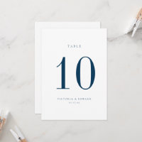 Minimalist Prussian Blue Wedding Table Number Card