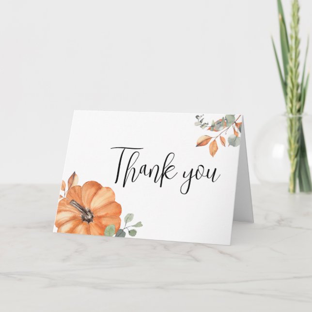 Minimalist Pumpkin Baby Shower Thank You Card (Front)