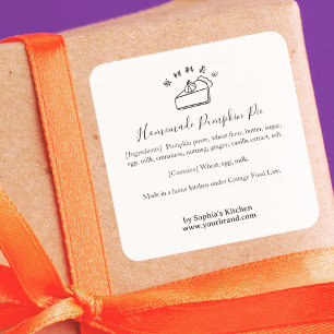 Minimalist Pumpkin Pie Bakery Ingredient Label