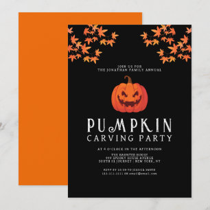 Minimalist Pumpkin Spooky Carving Party Halloween Invitation