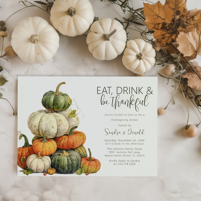 Minimalist Pumpkin Thanksgiving Dinner Invitation (Creator Uploaded)
