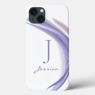 Minimalist Purple Abstract Monogram Name iPhone 13 Case