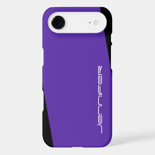 Minimalist Purple and Black One Stripe, Name,  Case-Mate iPhone Case (Back)