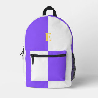 Minimalist Purple and White Custom Name Backpack
