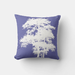 Minimalist purple and white tree silhouettes     cushion