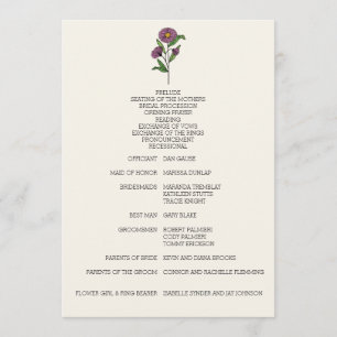 Minimalist Purple Aster Wedding Program Programme