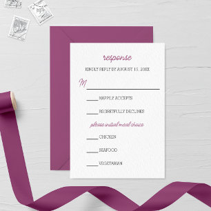 Minimalist Purple Aster Wedding RSVP Card