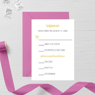 Minimalist Purple Aster Wedding RSVP Card