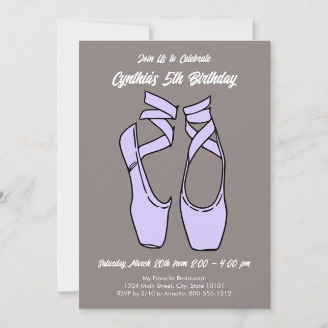 Minimalist Purple Ballet Birthday Party Invitation (Front)