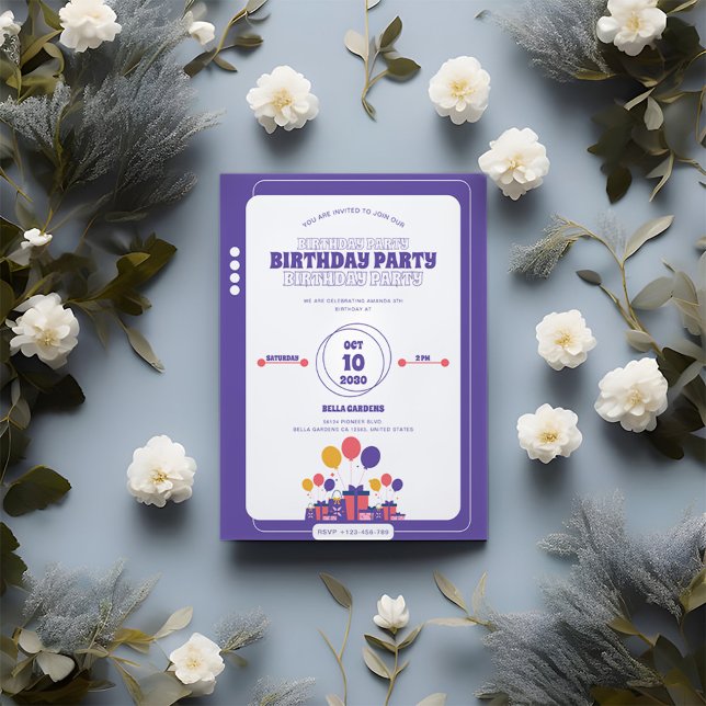 Minimalist Purple Birthday Invitation (Creator Uploaded)