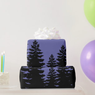 Minimalist purple black pine tree silhouette wrapping paper