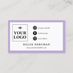 Minimalist Purple Black Social Media Your Logo Business Card