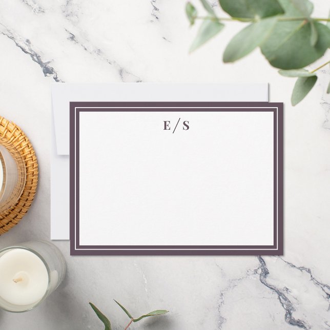 Minimalist Purple Border Monogram Card (Creator Uploaded)