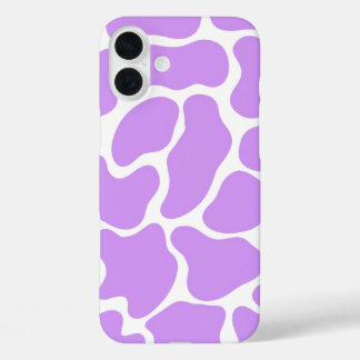 Minimalist Purple Cow Print iPhone 16 Plus Case