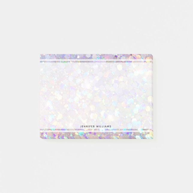 Minimalist purple glitter borders white feminine post-it notes (Front)
