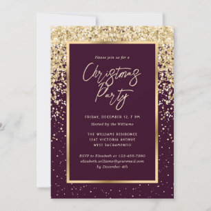 Minimalist Purple Gold Christmas Party Invitation