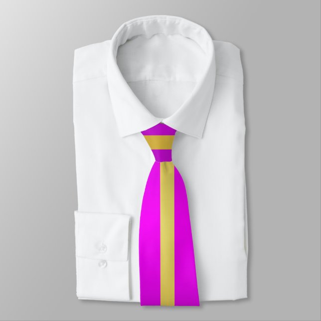 Minimalist Purple Gradient with Gold Stripe Tie (Tied)