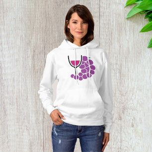 Minimalist Purple Grapes and Wine Glass Hoodie