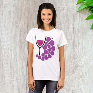 Minimalist Purple Grapes and Wine Glass T-Shirt