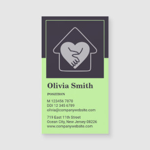 Minimalist Purple & Green Home Care Business Card
