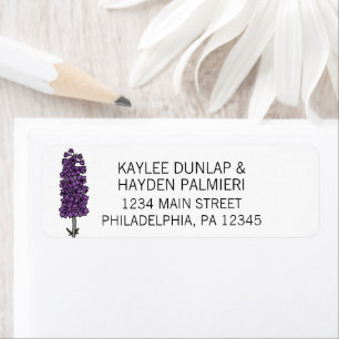 Minimalist Purple Larkspur Wedding Address