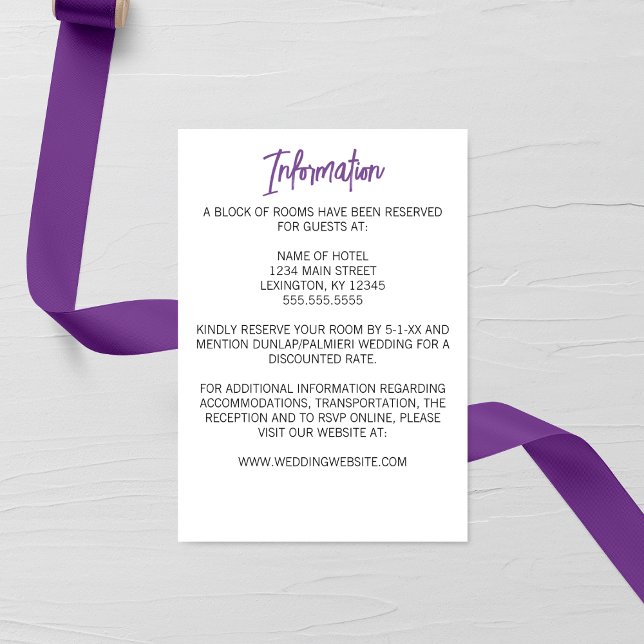 Minimalist Purple Larkspur Wedding  Enclosure Card (Creator Uploaded)