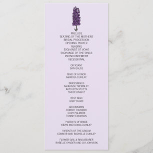 Minimalist Purple Larkspur Wedding Program Programme