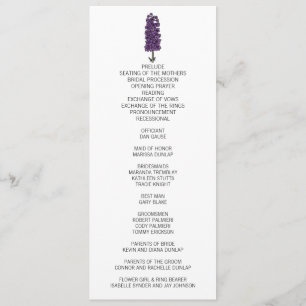 Minimalist Purple Larkspur Wedding Program Programme