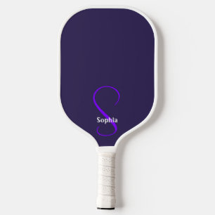 Minimalist Purple Modern Monogram Pickleball Paddle