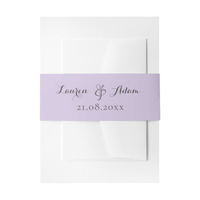 Minimalist Purple Monogram Wedding  Invitation Belly Band (Front Example)