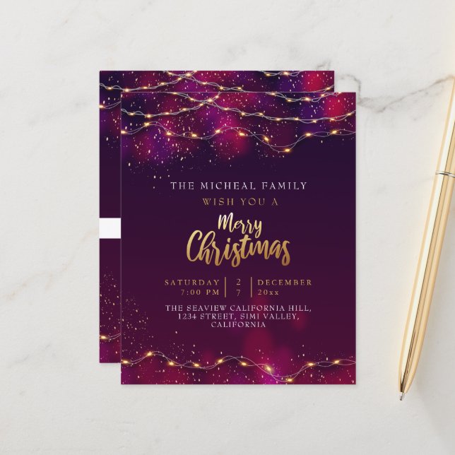 Minimalist Purple Neon Holly Custom Christmas gift (Front/Back In Situ)