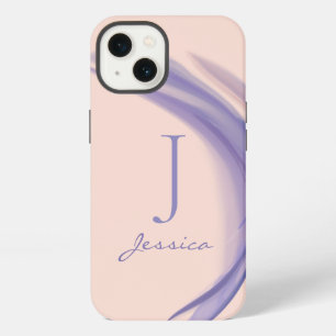 Minimalist Purple Pink Abstract Monogram Name iPhone 13 Case
